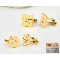 Personalised Gold Cufflinks, Custom Handwritten Cufflinks, Wedding Birthday Gift, Mens Cufflinks, Cufflinks For Groomsmen, Cufflinks For Men